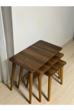 3’lü Ceviz Lükens Sehpa Set