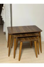 3’lü Ceviz Lükens Sehpa Set - Görsel 2