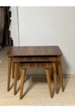 3’lü Ceviz Lükens Sehpa Set - Görsel 4